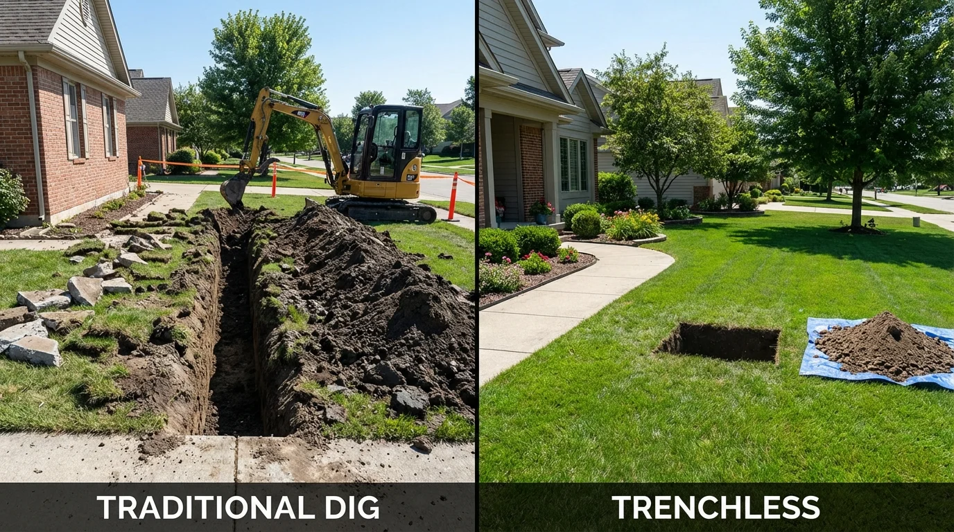 Trenchless sewer repair with minimal yard damage versus traditional excavation in Salinas, CA